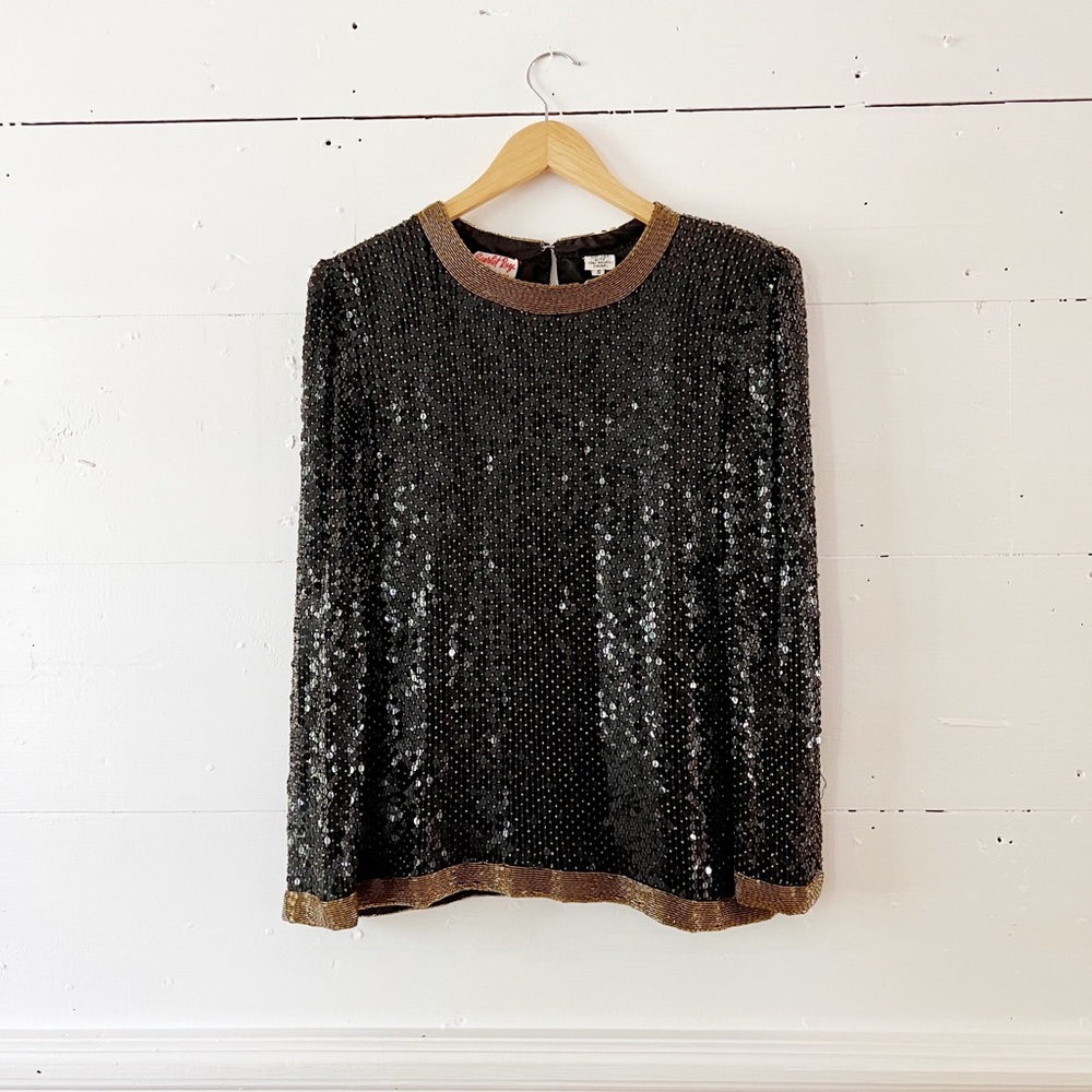 Vintage Scarlet Rage beaded blouse size small